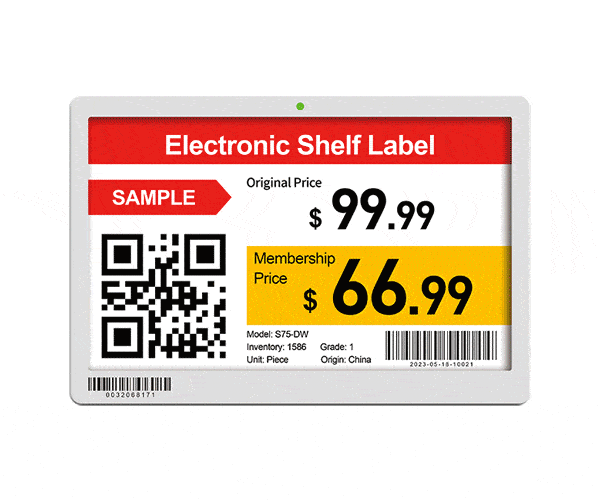 Electronic Shelf Label ESL 7.5 inches Color