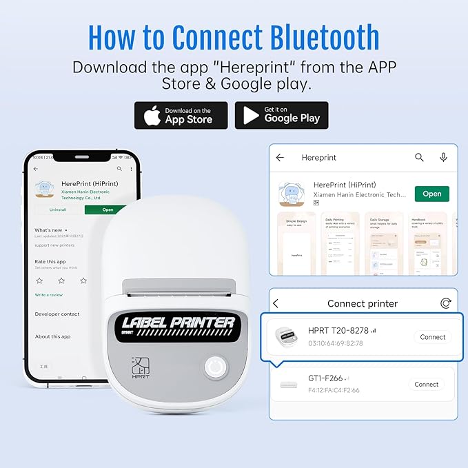 HPRT T20 Label Maker Machine with  RFID Auto Identification - Bluetooth Portable Label Printer