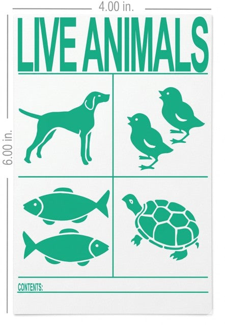 Live Animals Shipping Label 100x150mm 4x6 inches 500 stickers per roll , IATA Compliant type