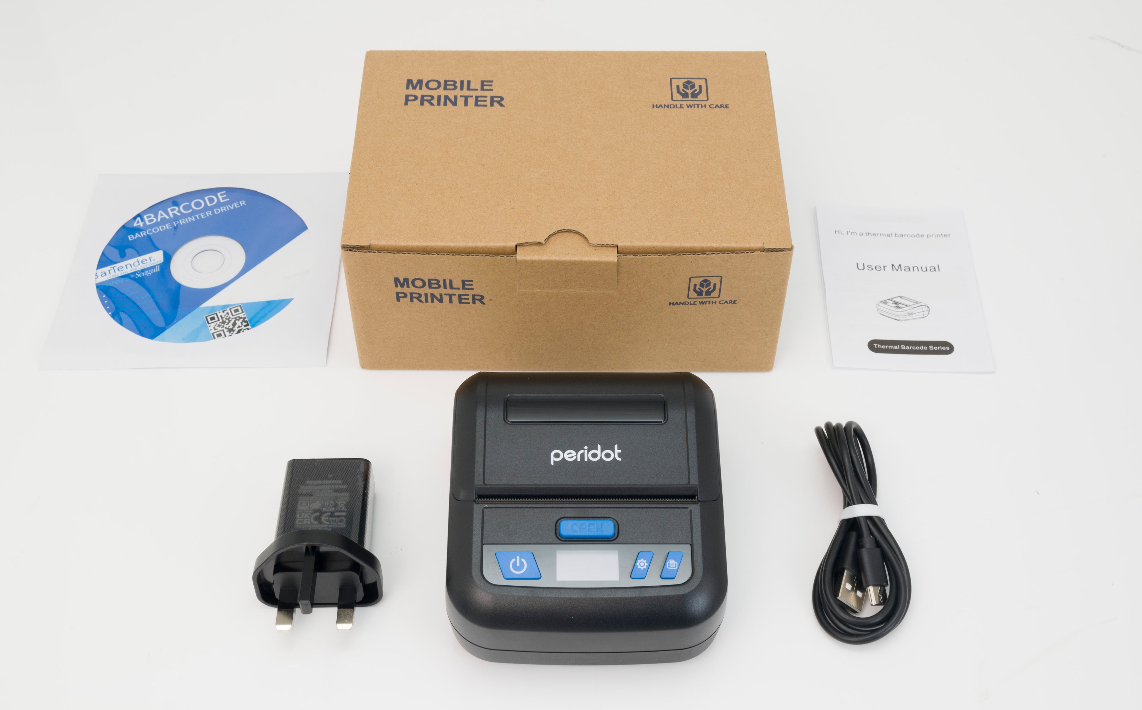 peridot P83  Portable 3" 80mm Bluetooth Receipt and Label printer Dual Function